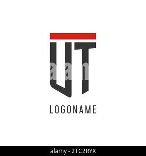 UT initial esport logo with simple shield design style vector graphic Stock Vector