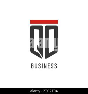 QO initial esport logo with simple shield design style vector graphic Stock Vector