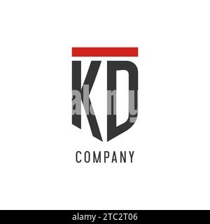 KD initial esport logo with simple shield design style vector graphic Stock Vector