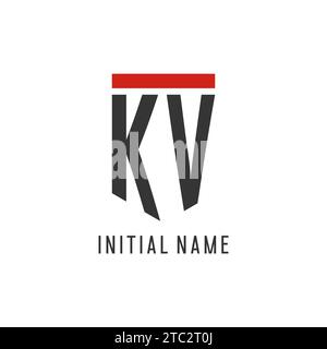 KV initial esport logo with simple shield design style vector graphic Stock Vector