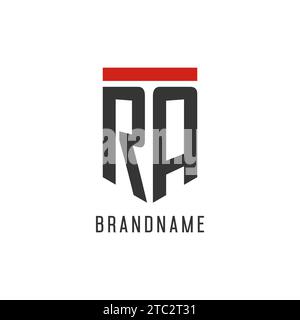 RA initial esport logo with simple shield design style vector graphic Stock Vector