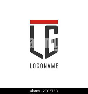 LG initial esport logo with simple shield design style vector graphic Stock Vector