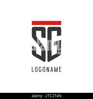SG initial esport logo with simple shield design style vector graphic Stock Vector