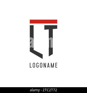 LT initial esport logo with simple shield design style vector graphic Stock Vector