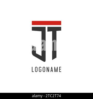 JT initial esport logo with simple shield design style vector graphic Stock Vector
