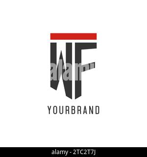 WF initial esport logo with simple shield design style vector graphic Stock Vector