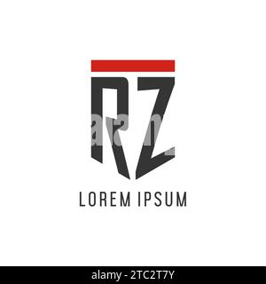 RZ initial esport logo with simple shield design style vector graphic Stock Vector