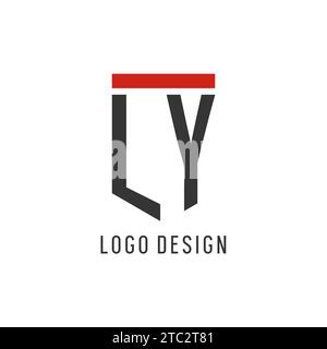 LY initial esport logo with simple shield design style vector graphic Stock Vector