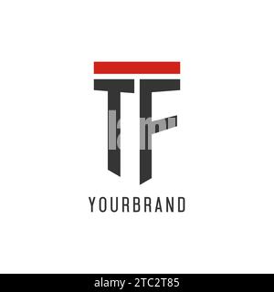 TF initial esport logo with simple shield design style vector graphic Stock Vector