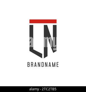 LN initial esport logo with simple shield design style vector graphic Stock Vector