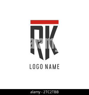 RK initial esport logo with simple shield design style vector graphic Stock Vector