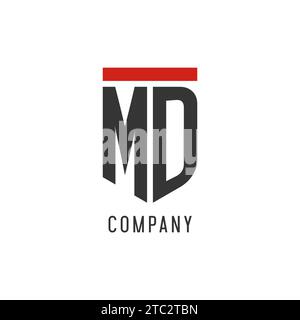 MD initial esport logo with simple shield design style vector graphic Stock Vector