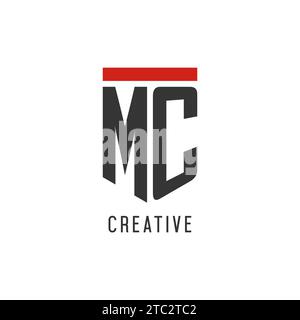 MC initial esport logo with simple shield design style vector graphic Stock Vector