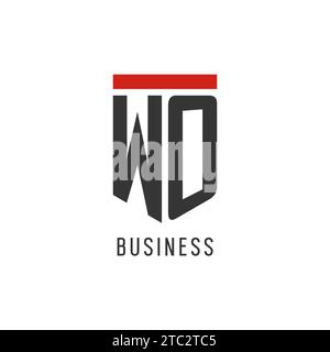 WO initial esport logo with simple shield design style vector graphic Stock Vector
