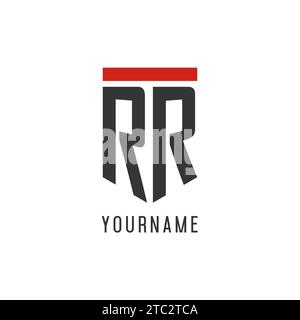 RR initial esport logo with simple shield design style vector graphic Stock Vector