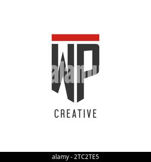 WP initial esport logo with simple shield design style vector graphic Stock Vector