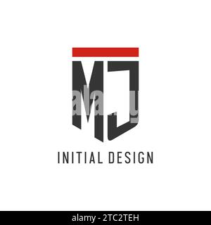MJ initial esport logo with simple shield design style vector graphic Stock Vector