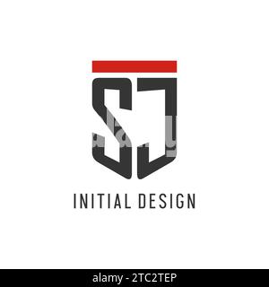 SJ initial esport logo with simple shield design style vector graphic Stock Vector