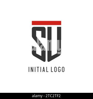 SU initial esport logo with simple shield design style vector graphic Stock Vector