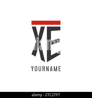 XE initial esport logo with simple shield design style vector graphic Stock Vector