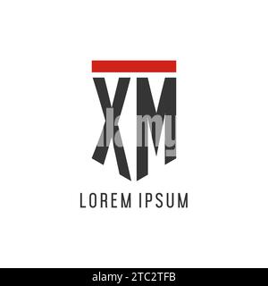 XM initial esport logo with simple shield design style vector graphic Stock Vector