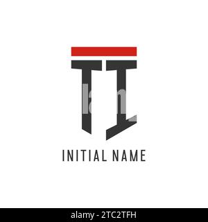 TI initial esport logo with simple shield design style vector graphic Stock Vector