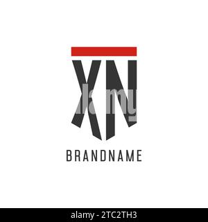 XN initial esport logo with simple shield design style vector graphic Stock Vector