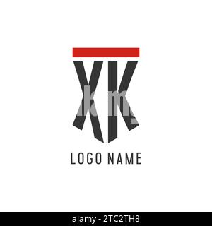 XK initial esport logo with simple shield design style vector graphic Stock Vector