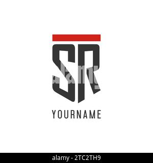 SR initial esport logo with simple shield design style vector graphic Stock Vector