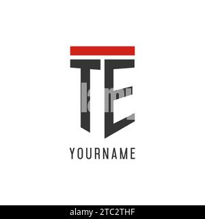 TE initial esport logo with simple shield design style vector graphic Stock Vector