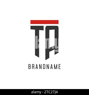 TA initial esport logo with simple shield design style vector graphic Stock Vector