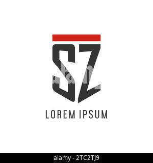 SZ initial esport logo with simple shield design style vector graphic Stock Vector