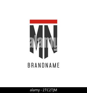MN initial esport logo with simple shield design style vector graphic Stock Vector