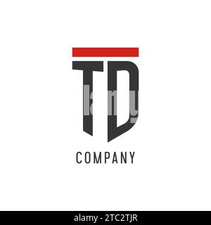 TD initial esport logo with simple shield design style vector graphic Stock Vector