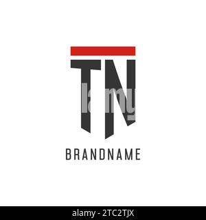 TN initial esport logo with simple shield design style vector graphic Stock Vector