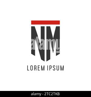 NM initial esport logo with simple shield design style vector graphic Stock Vector