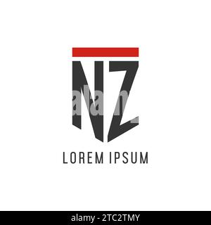 NZ initial esport logo with simple shield design style vector graphic Stock Vector