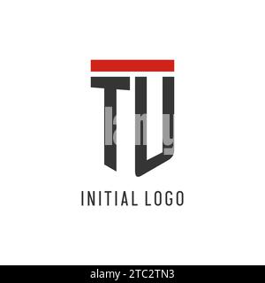 TU initial esport logo with simple shield design style vector graphic Stock Vector