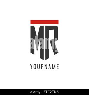 MR initial esport logo with simple shield design style vector graphic Stock Vector