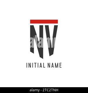 NV initial esport logo with simple shield design style vector graphic Stock Vector