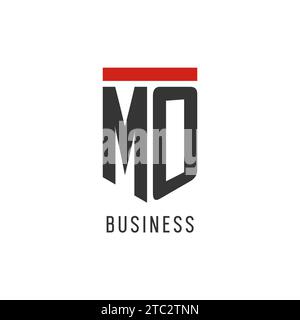 MO initial esport logo with simple shield design style vector graphic Stock Vector