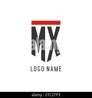 MX initial esport logo with simple shield design style vector graphic Stock Vector