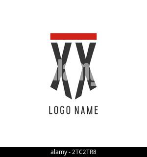 XX initial esport logo with simple shield design style vector graphic Stock Vector