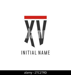 XV initial esport logo with simple shield design style vector graphic Stock Vector