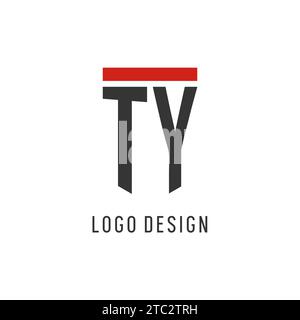 TY initial esport logo with simple shield design style vector graphic Stock Vector