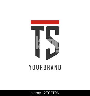TS initial esport logo with simple shield design style vector graphic Stock Vector