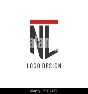NL initial esport logo with simple shield design style vector graphic Stock Vector