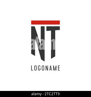 NT initial esport logo with simple shield design style vector graphic Stock Vector
