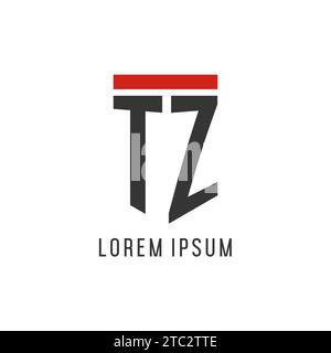 TZ initial esport logo with simple shield design style vector graphic Stock Vector