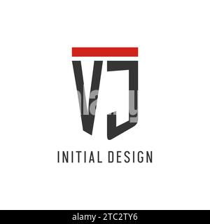 VJ initial esport logo with simple shield design style vector graphic Stock Vector